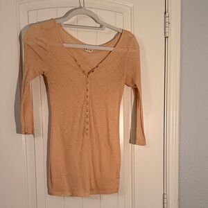 Free People Long Sleeve Tee in Peach